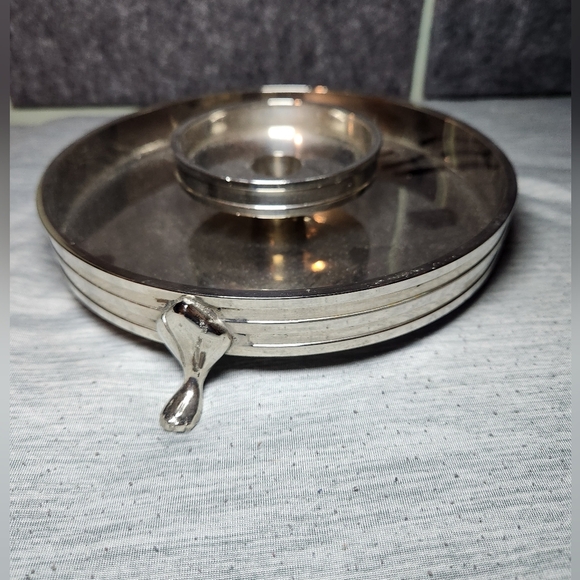 Silver Pillar/Taper Candle Holder Potpourri, Sand, Pebbles, Footed 8" x 3" Heavy - Picture 2 of 12